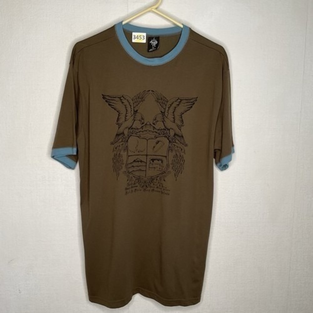Prana Big Logo Khaki Rainforest Heritage Short Sleeve T-Shirt Men XL‎ India